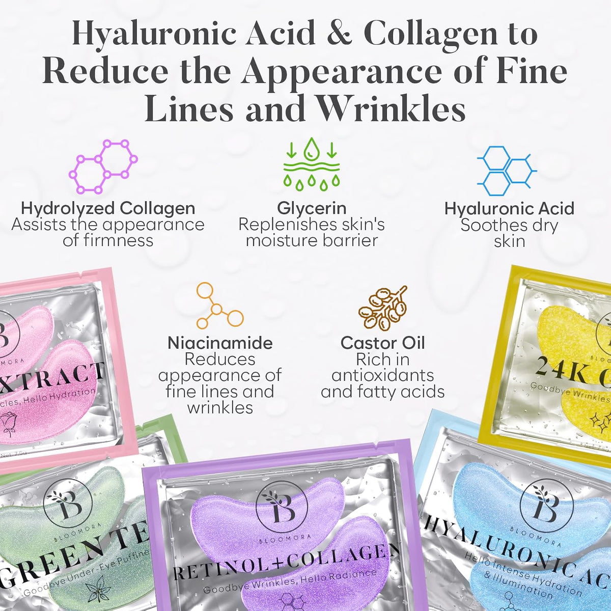 Bloomora hydrogel eye patches jar packaging