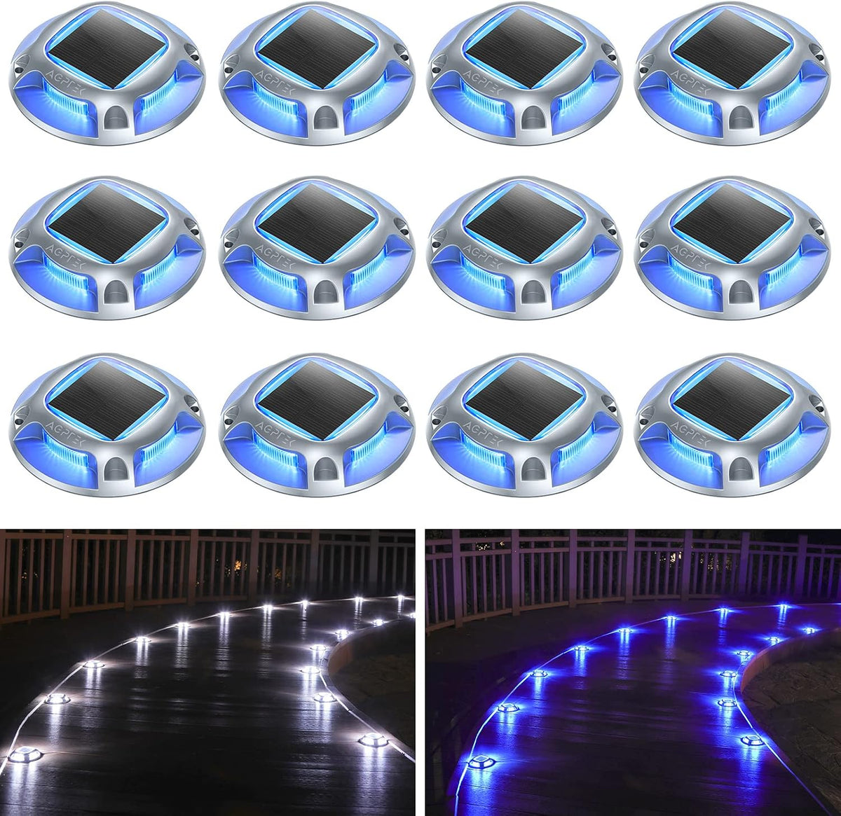 AGPTEK Solar Driveway Lights Outdoor 4 Pack, 2 Color Modes LED Deck Dock | Marine Waterproof Driveway Marker Lights for Step Sidewalk Stair Garden Pathway Walkway Yard (Warm White/Cool White) - Image 11