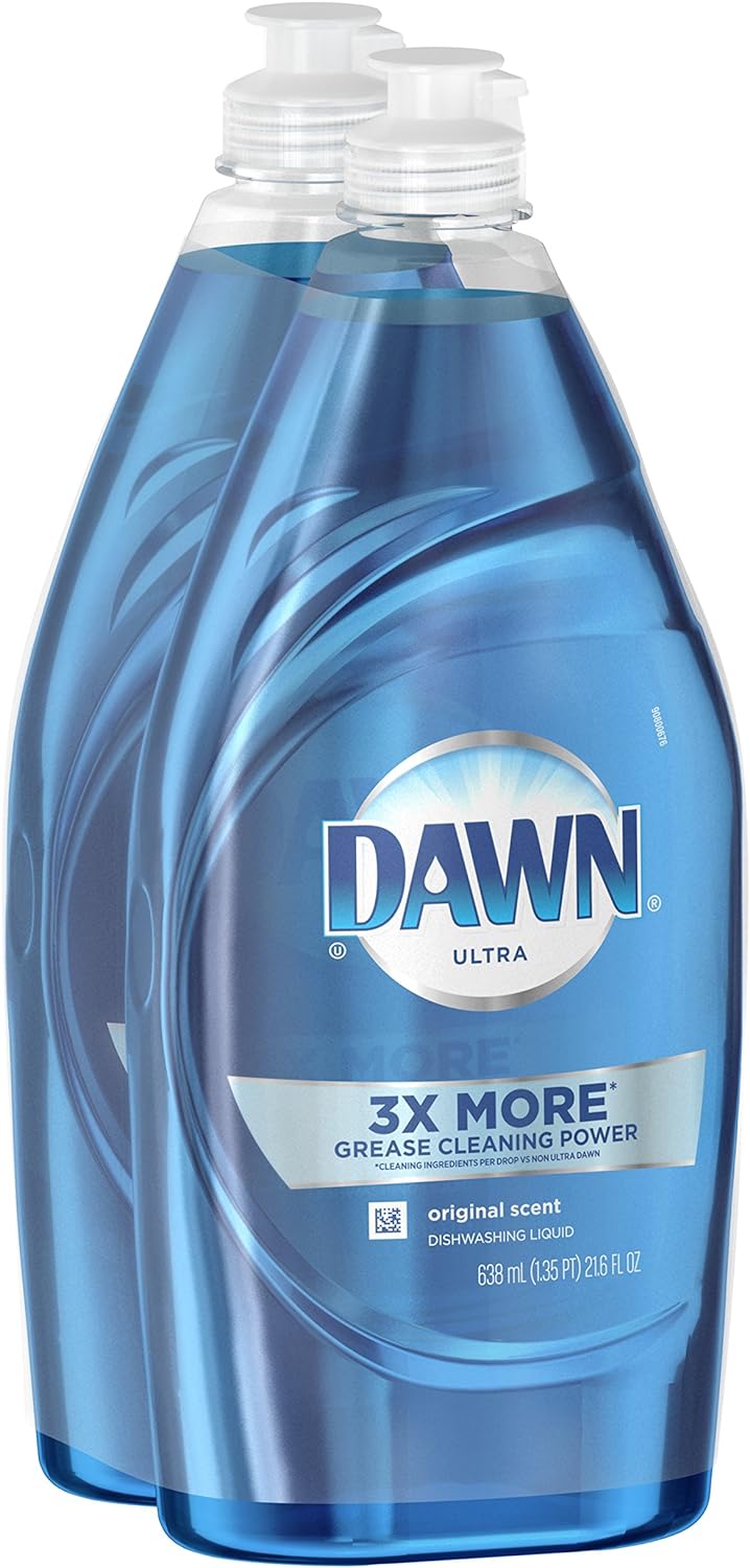Dawn Ultra Dishwashing Liquid two bottle set isolated on white background
