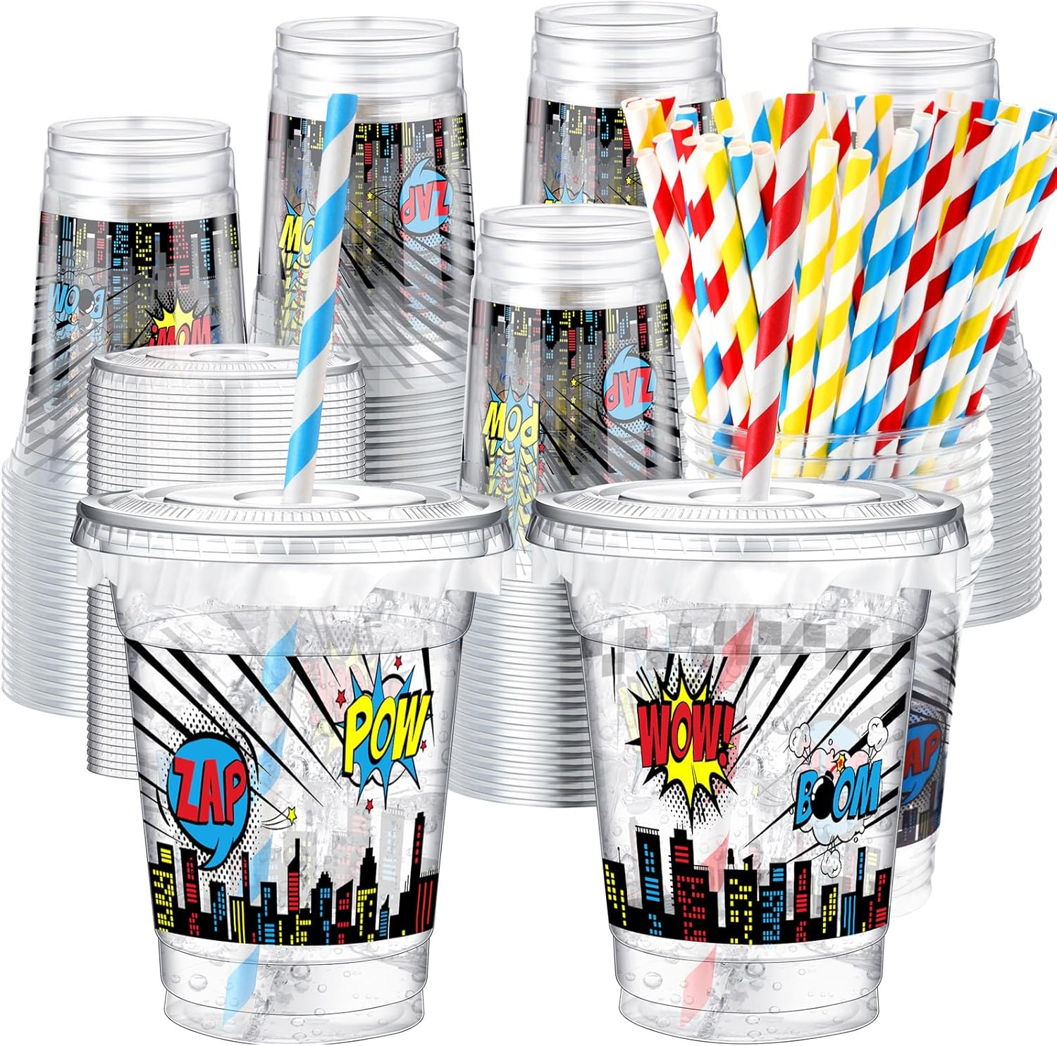 Teenyyou hero theme plastic cups front view