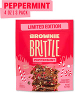 Sheila G's Peppermint Brownie Brittle bag detailing the low calorie sweet snack overview.