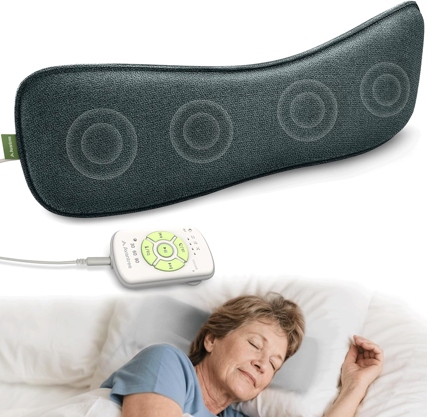 Avantree Slumber 2 – Bluetooth Pillow Speaker for Sleeping with 4 Flat Speakers, Remote Control and Sleep Timer, Built-in White Noise, Soft & Comfortable Design for Side Sleepers, Podcasts & Audiobook - Image 1