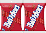 Twizzlers Twists Strawberry 7 Ounce bag standing upright for movie night snacking