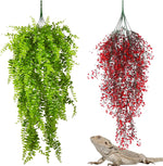 PINVNBY 2 Pack Reptile Plants Terrarium Hanging Fake Vines with Suction Cup Artificial Leaves for Bearded Dragons Lizards Geckos Snake Hermit Crab (Purple and Green) - Image 10
