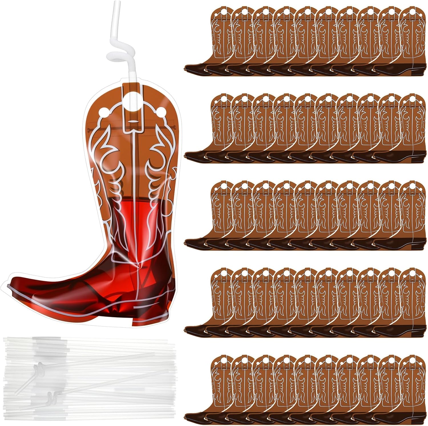 Jingmore 50 set cowboy boot drink pouches front view