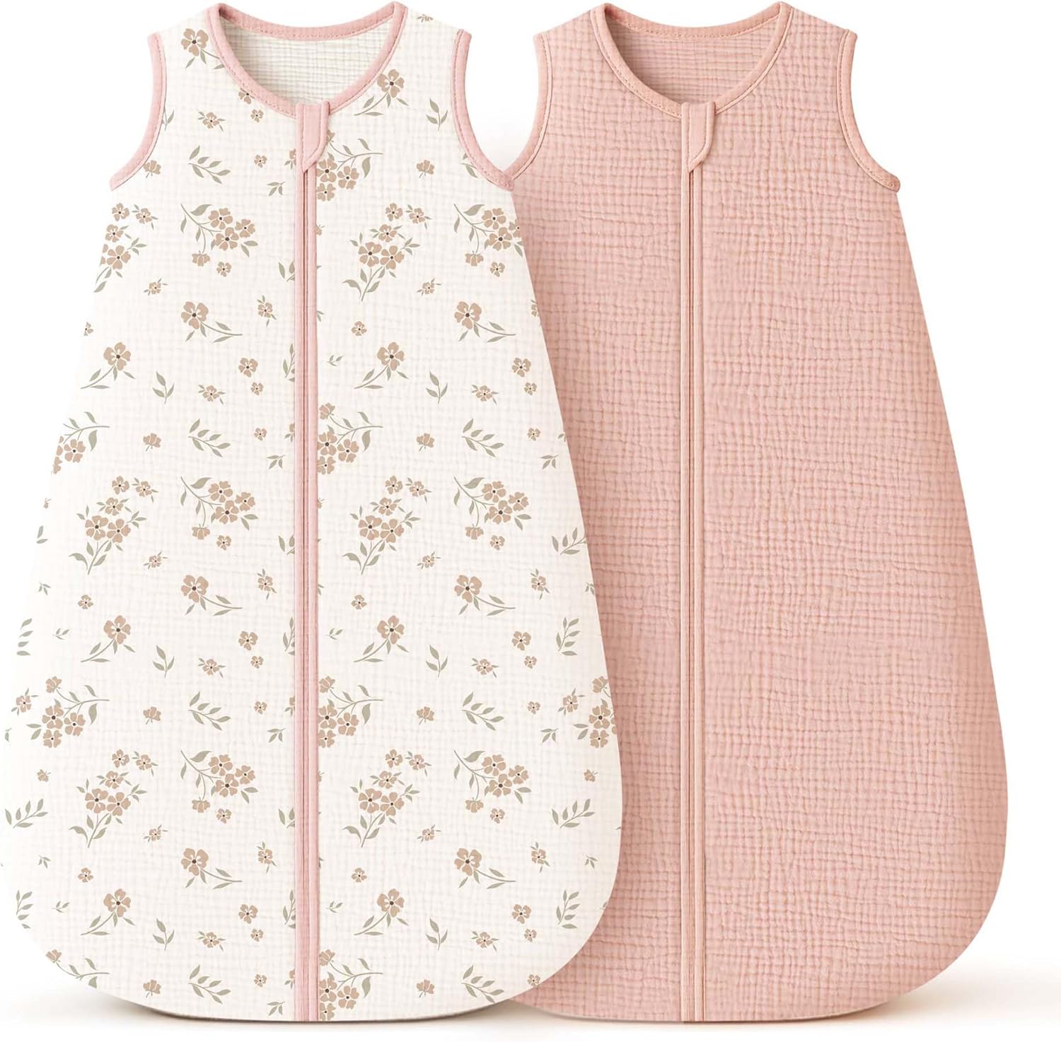 Konssy muslin baby sleep sack set in blossom pink