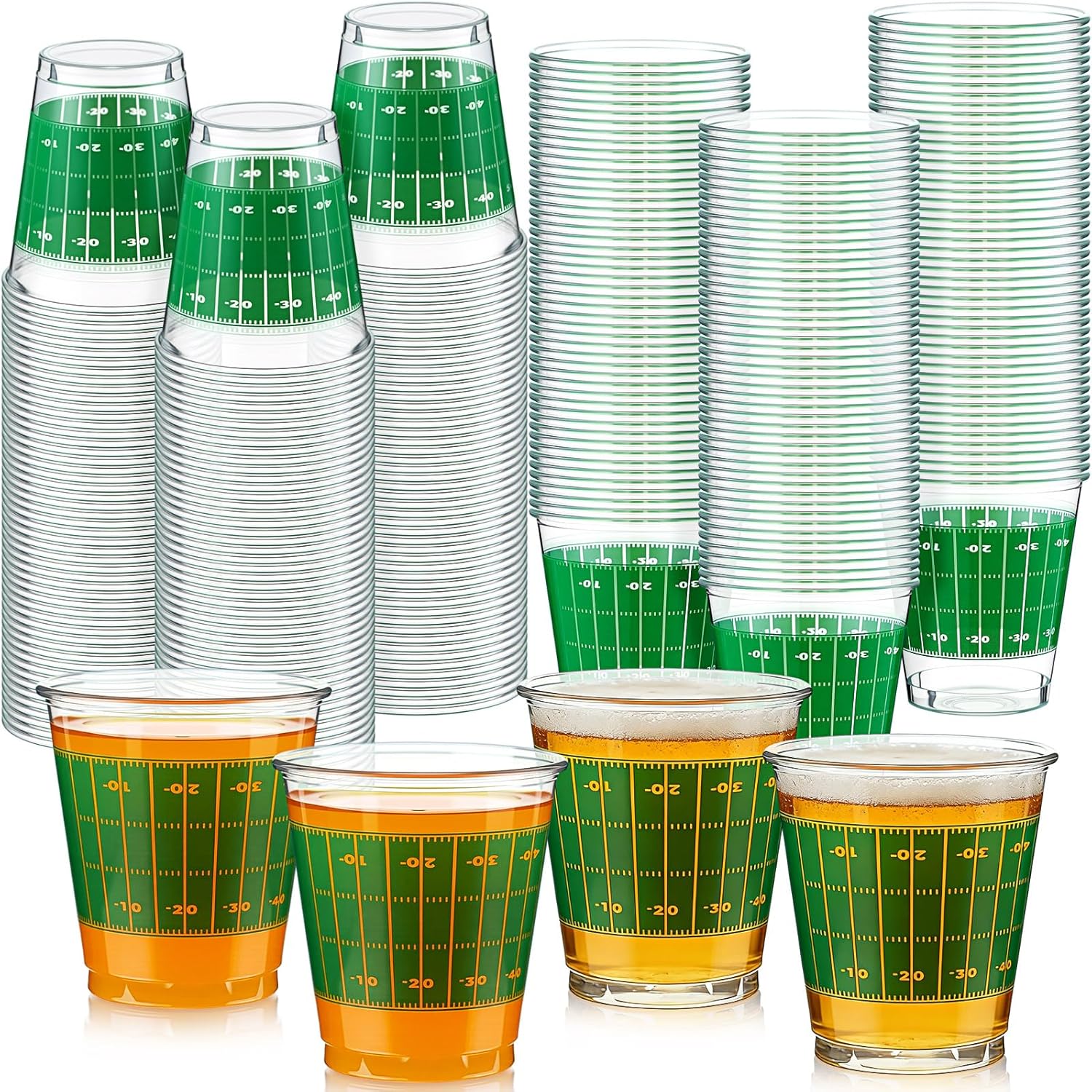 Sliner Football Shot Glasses 200 piece set front view for party supplies.