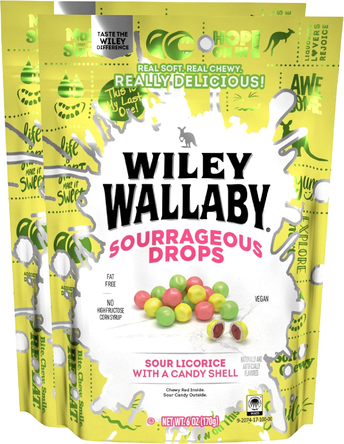 Wiley Wallaby Licorice Candy Drops | Sourrageous and Fruitrageous Drops | 6 Ounce | 2 Pack - Image 14