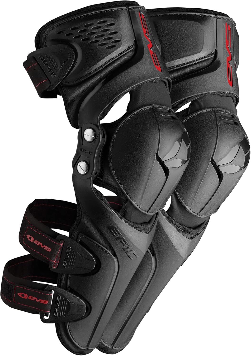 EVS Sports Epic Knee Guard black front view pair premium motocross protection