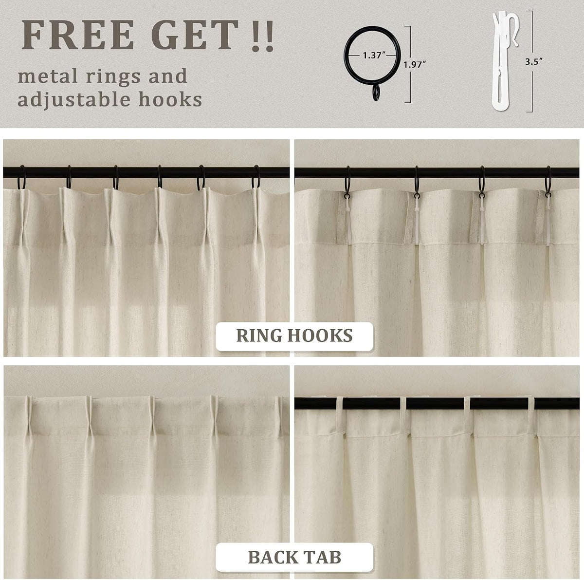 DUKIYO 96 inch long living room curtain hanging on rod