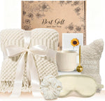 NECHEGI Birthday and Self Care Gift Basket for women front view showcasing the full premium eight piece curated set layout