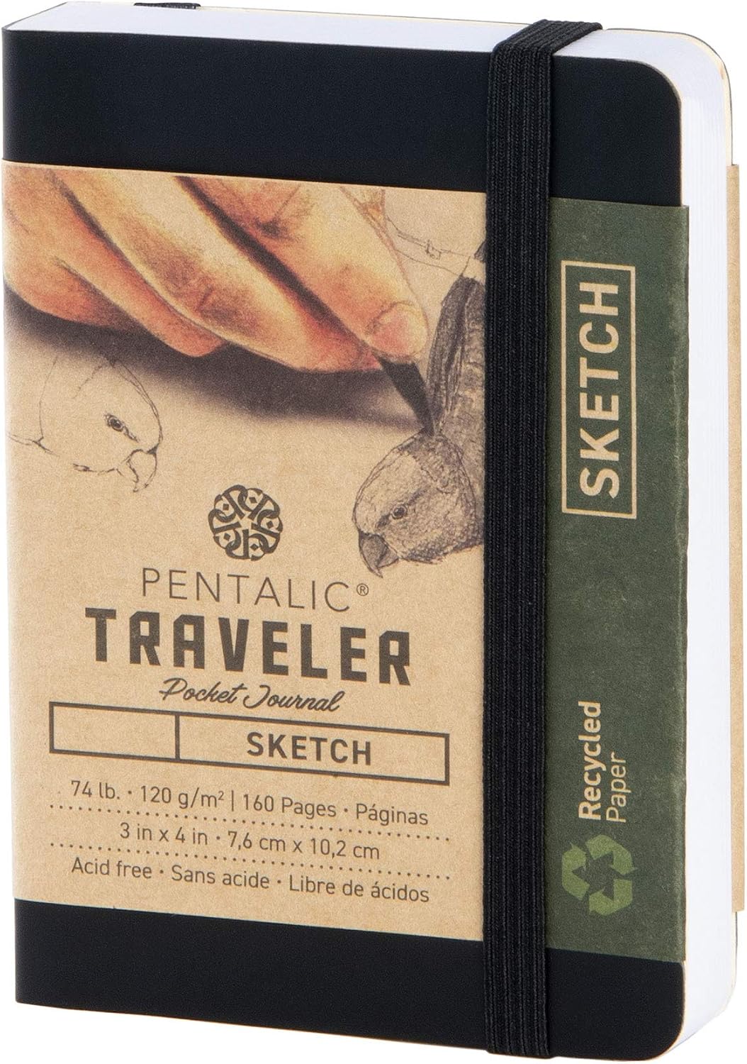 Pentalic 6 x 8" Pocket Dot Grid Traveler Journal, 160 Pages, Olive Green - Image 9