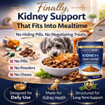 Healthy kidney canine powder supplement packaging highlighting thirty servings