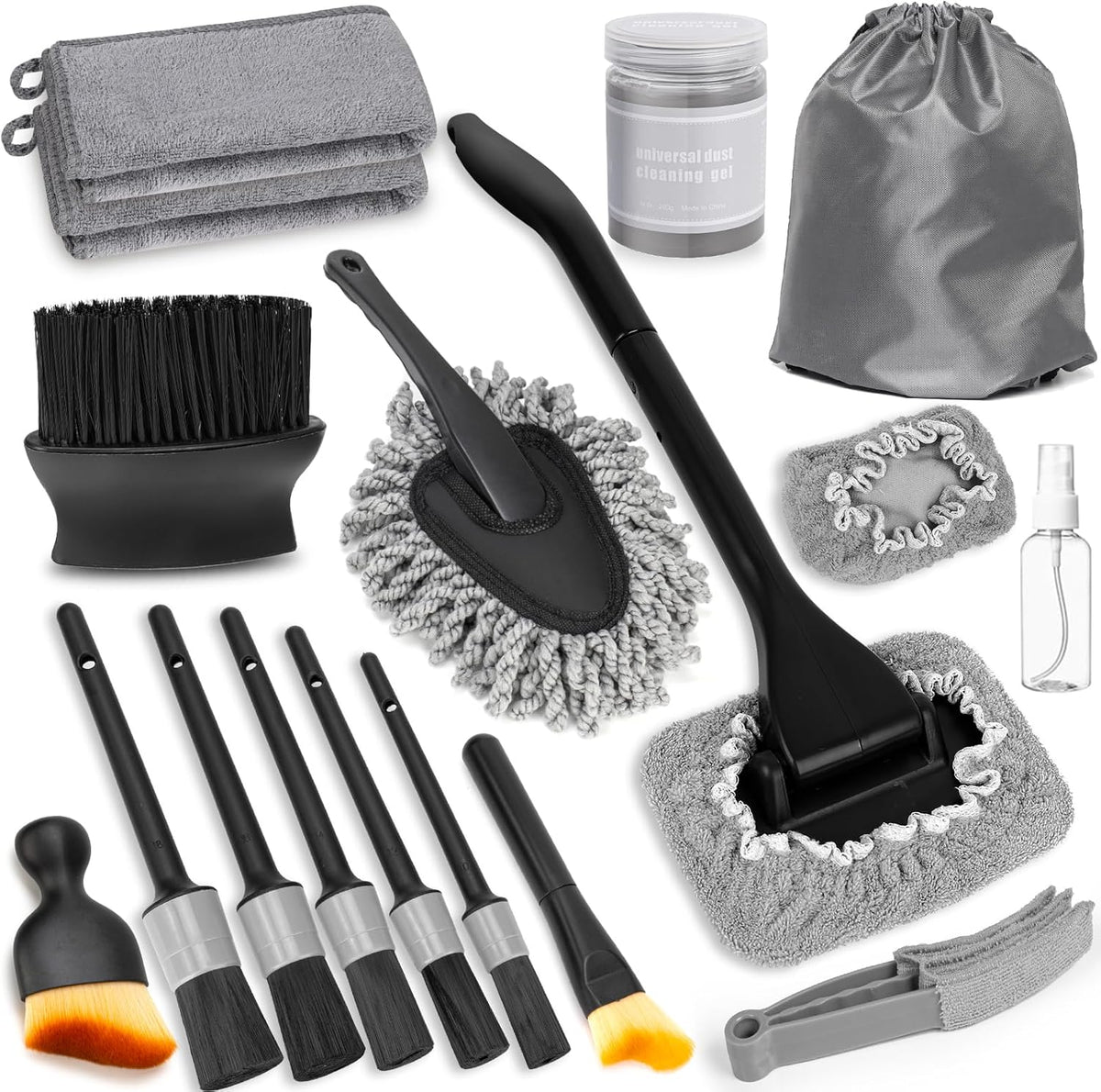 Viewmax windshield cleaner tool and car interior detailing brush set front view