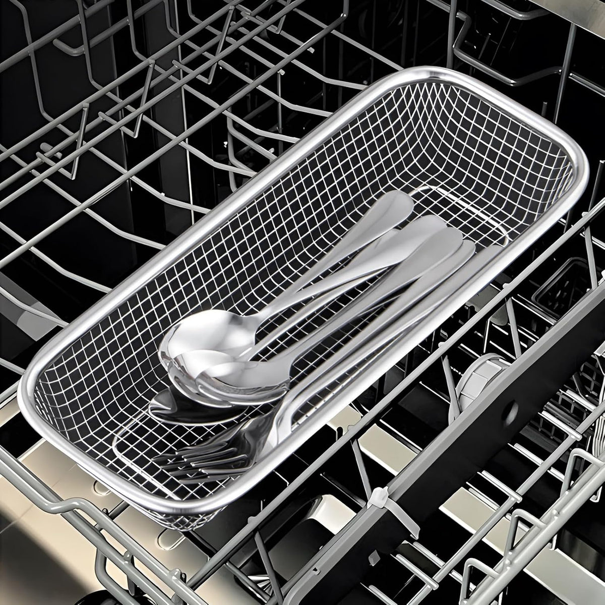 IWNTWY compact dish rack filled with kitchen utensils
