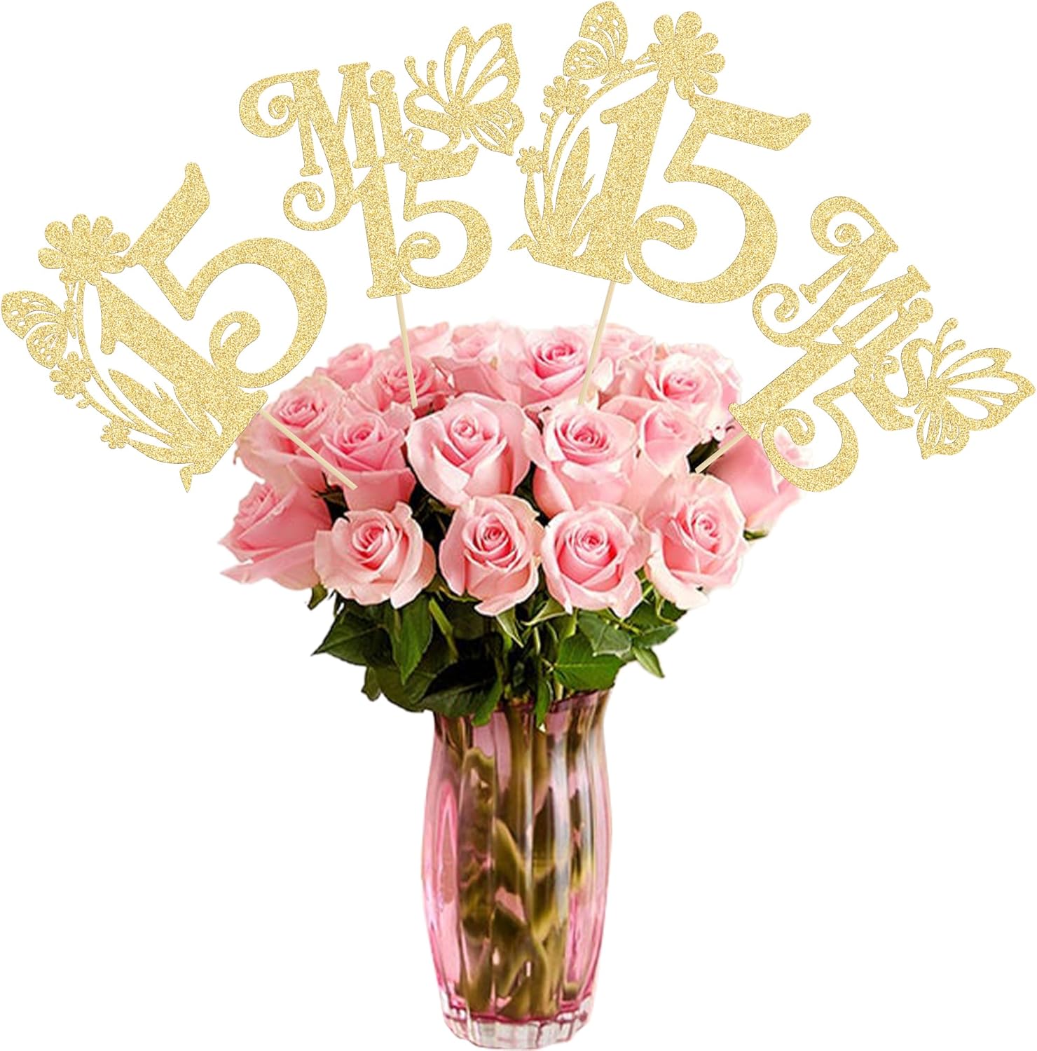 Ephlyn happy 15th birthday centerpiece sticks front view