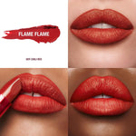Close up view of Charlotte Tilbury Hollywood Beauty Icon matte lipstick showing the precision angled square tip.