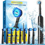 TEETHEORY rotating electric toothbrush front view showing sleek black handle and premium bristles for advanced plaque removal.