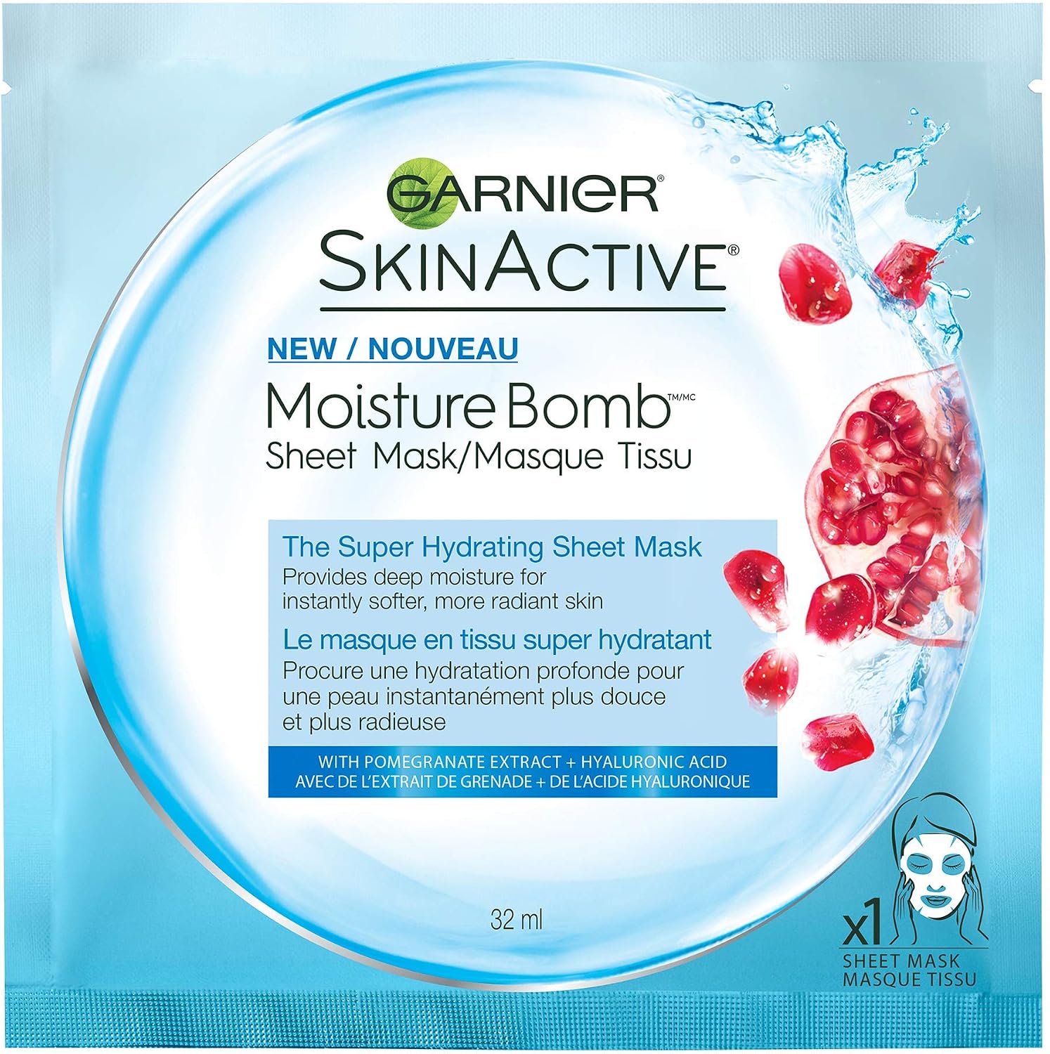 Garnier SkinActive Super Hydrating Sheet Mask front view packaging