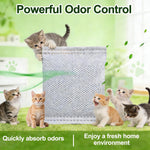 Close up view of the individual pet safe charcoal sachet compatible with hooded cat litter trays.