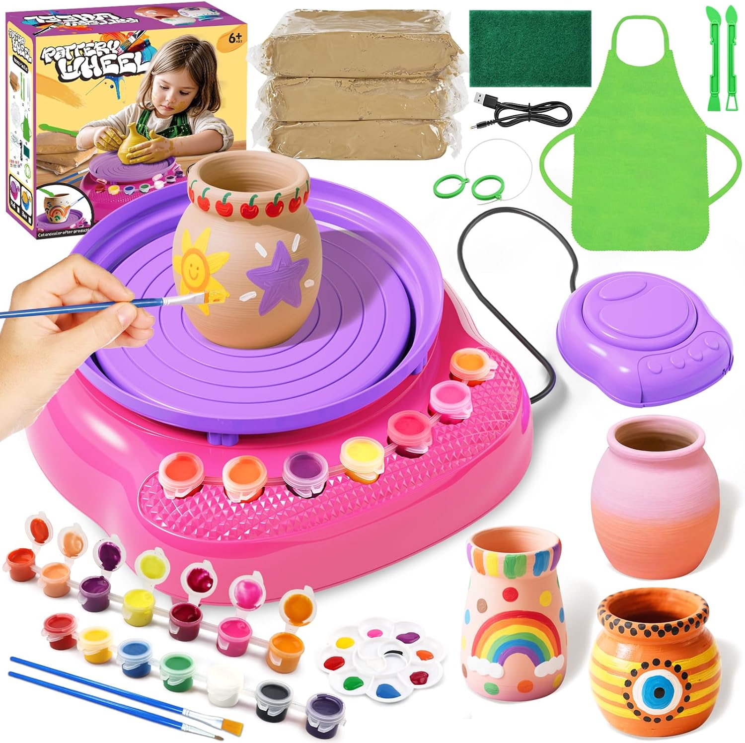 Einailvk Pottery Wheel for Kids Pink front view