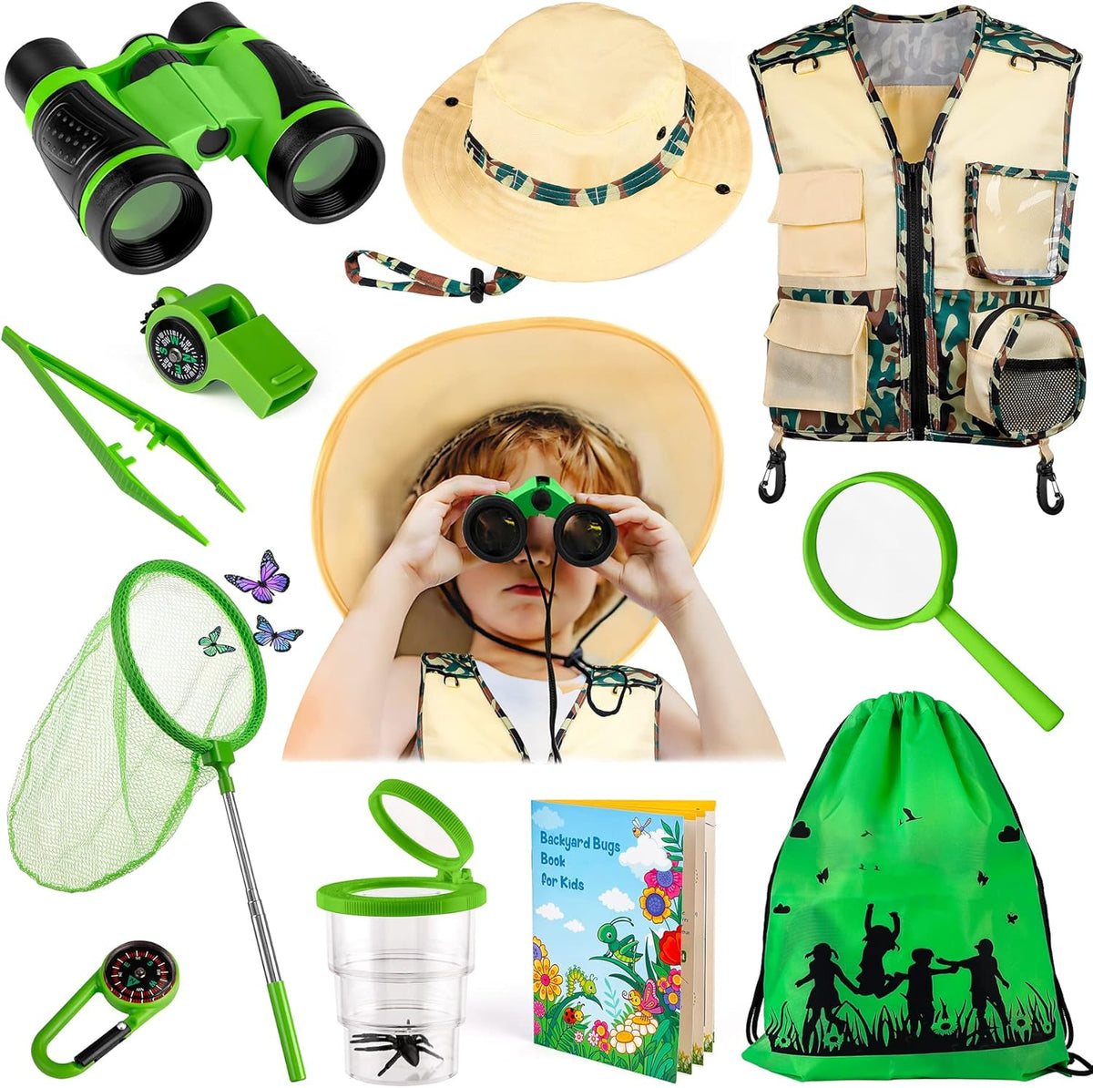 Innocheer Kids Explorer Kit camouflage vest and safari hat set