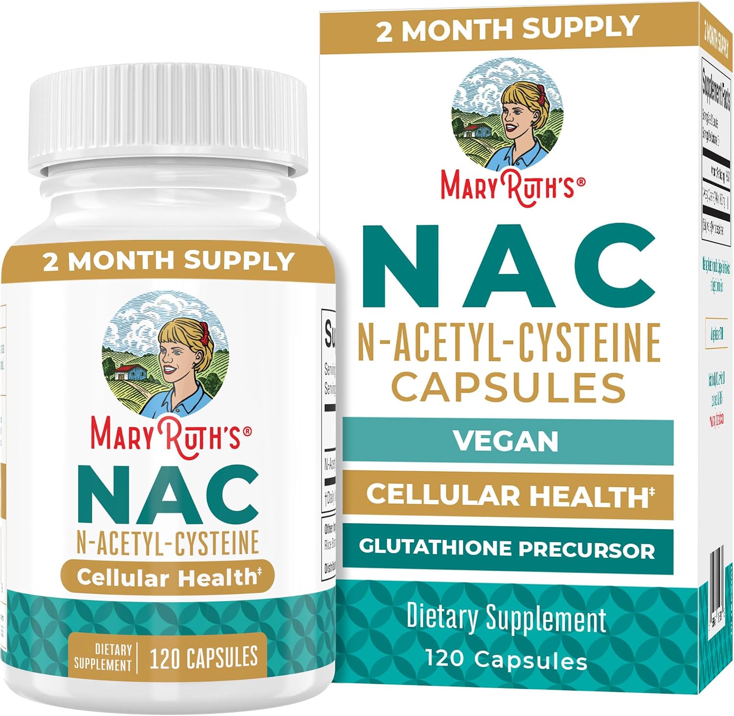MaryRuth's NAC Supplement front bottle display for cellular health