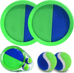 Everich Toy Toss and Catch Ball Set front view featuring two green paddles and two balls for outdoor games.