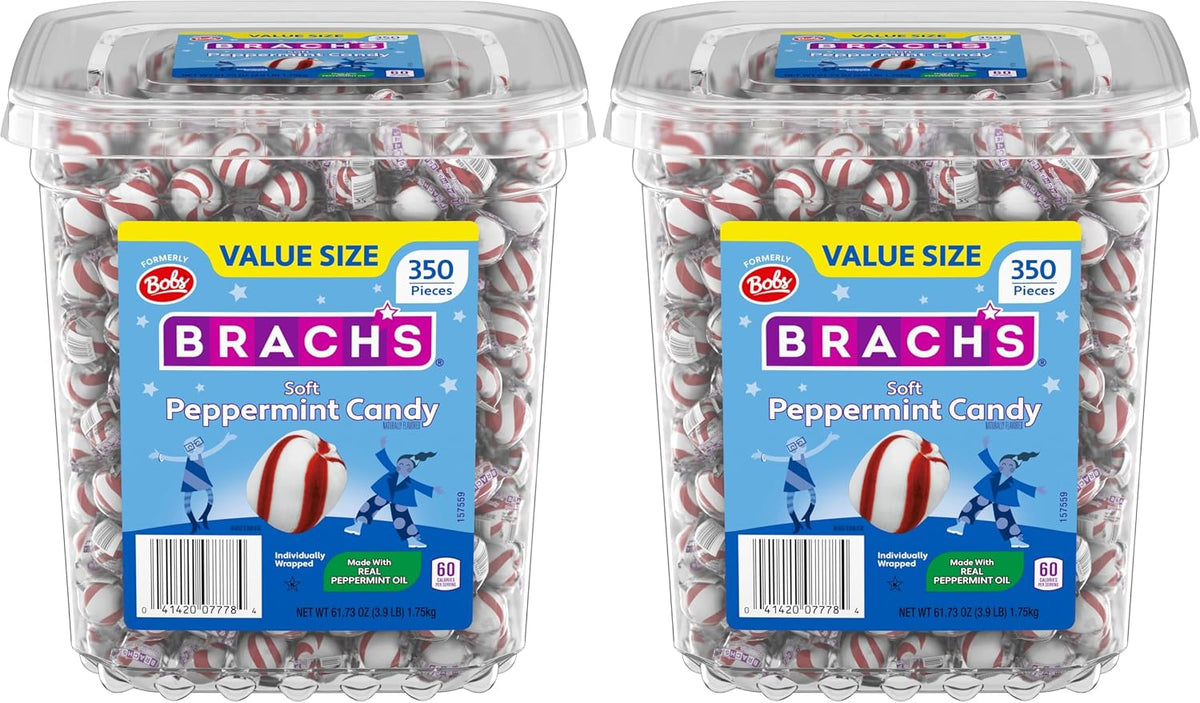 Brach's Bobs Sweet Stripes Soft Peppermint Candy, Individually Wrapped Pieces, 3.9 lb Tub (350 Count) - Image 11