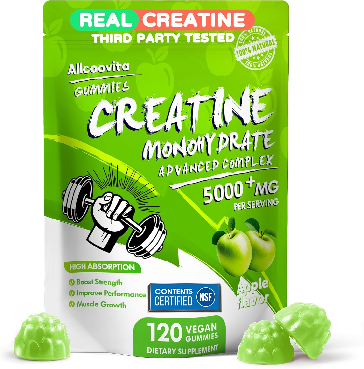 Allcoovita NSF Certified Creatine Gummy bottle front view