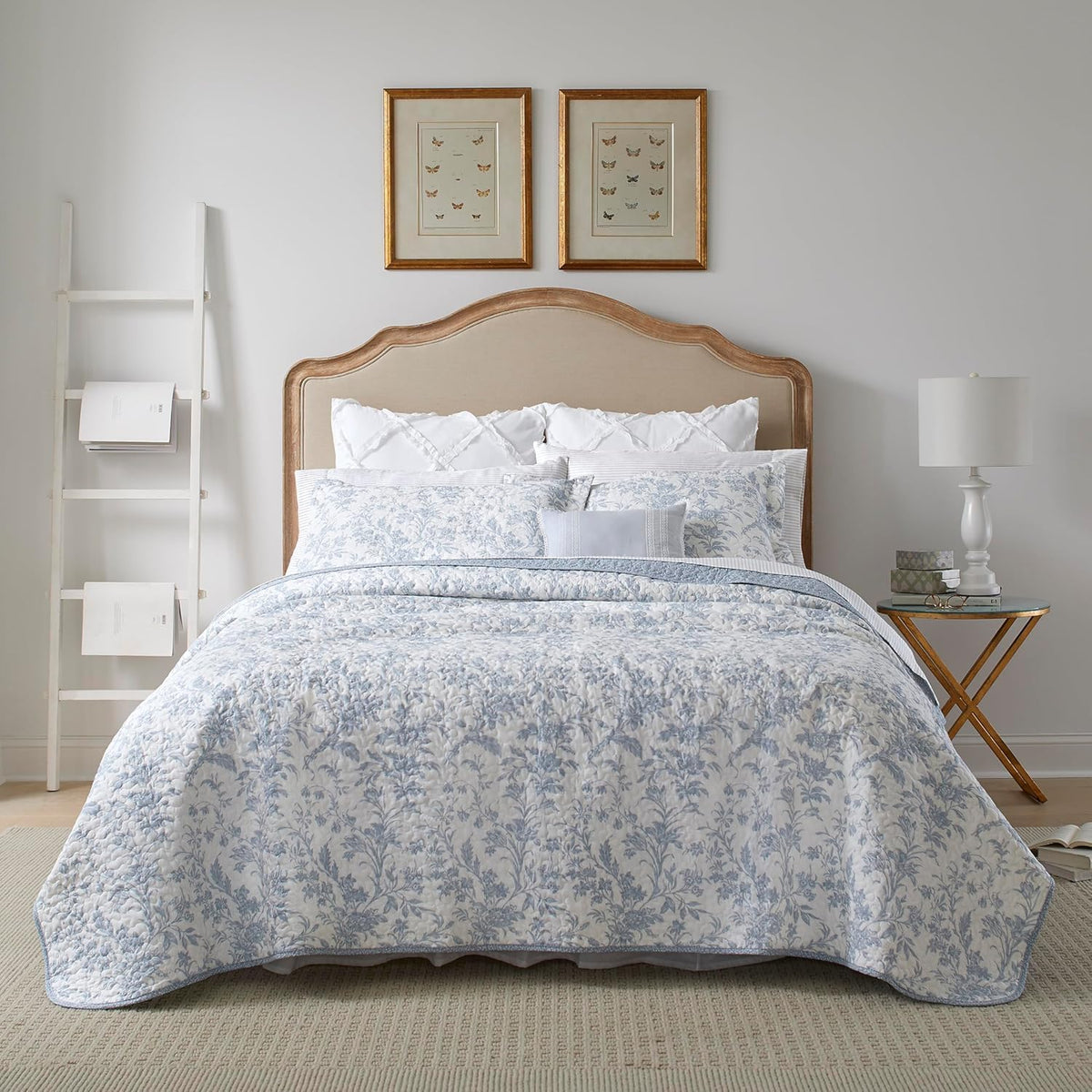 Laura Ashley - Twin Quilt Set, Soft & Lightweight Toile Bedding with Matching Shams, Reversible Floral Room Decor, College Dorm Room Essentials (Amberley Soft Blue) - Image 13