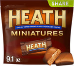 Heath Miniatures Chocolatey English Toffee Candy assortment showing shareable bite sized pieces