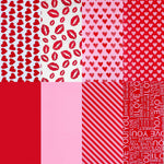 Aorzit Valentines Day Tissue Paper front view of eight romantic red and pink patterns for gift wrapping