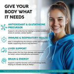 NutraHarmony N-Acetyl Cysteine capsule container highlighting key active nutrients