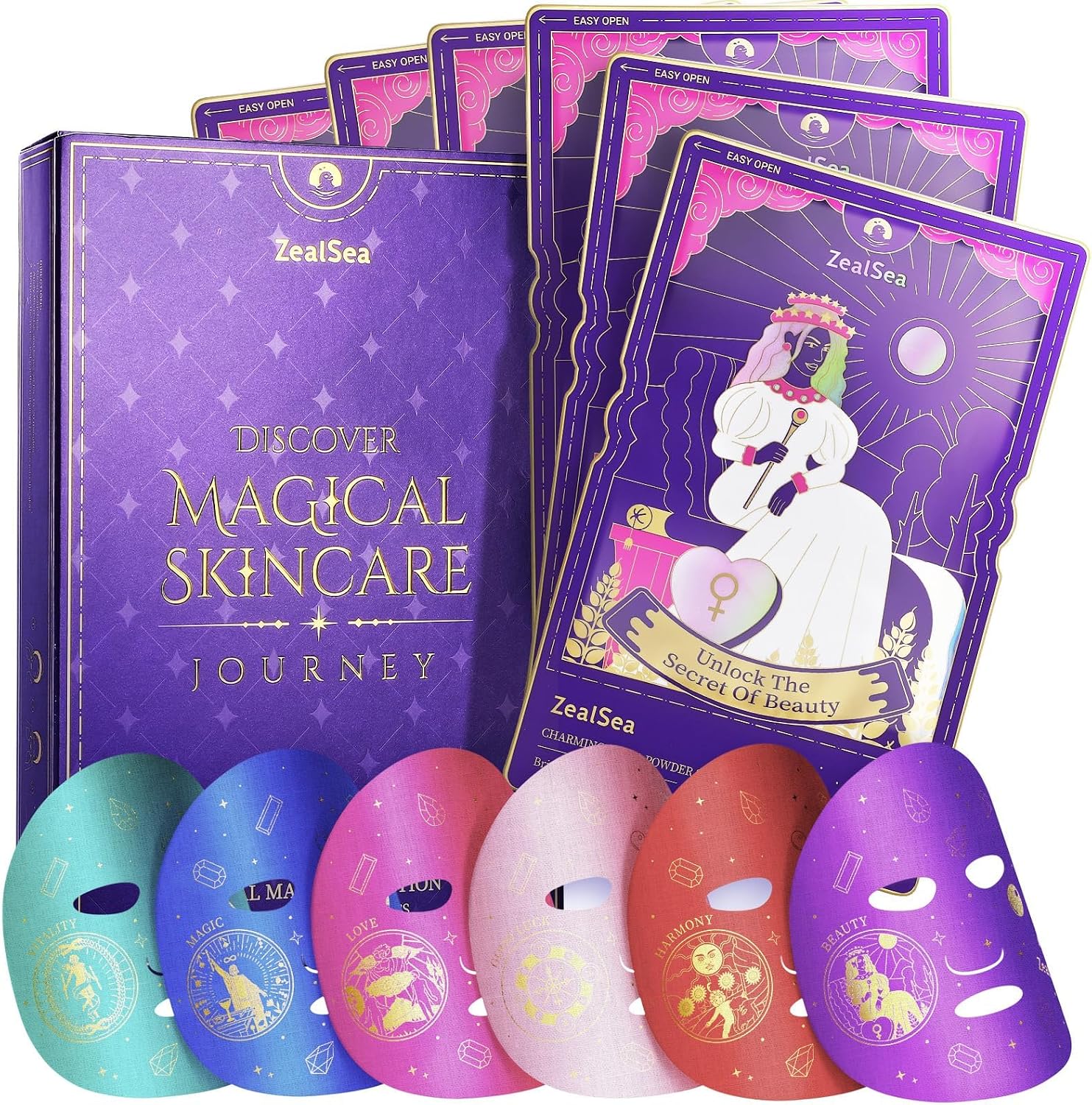 ZealSea Collagen Face Sheet Mask 6 count packaging front view for anti aging skincare