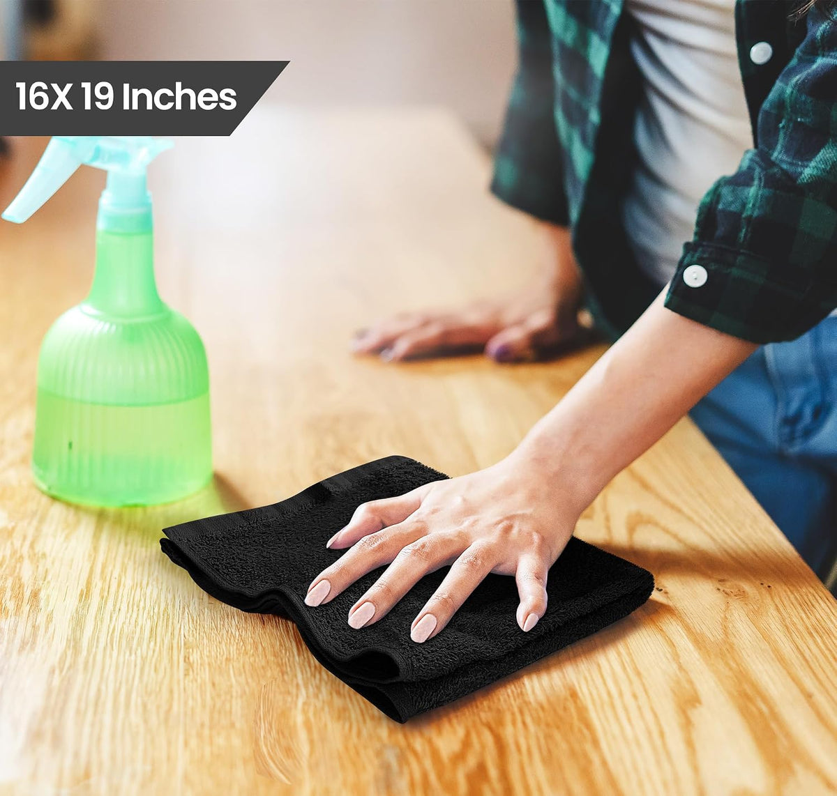 Utopia Towels 100 percent cotton black bar mops folded stack