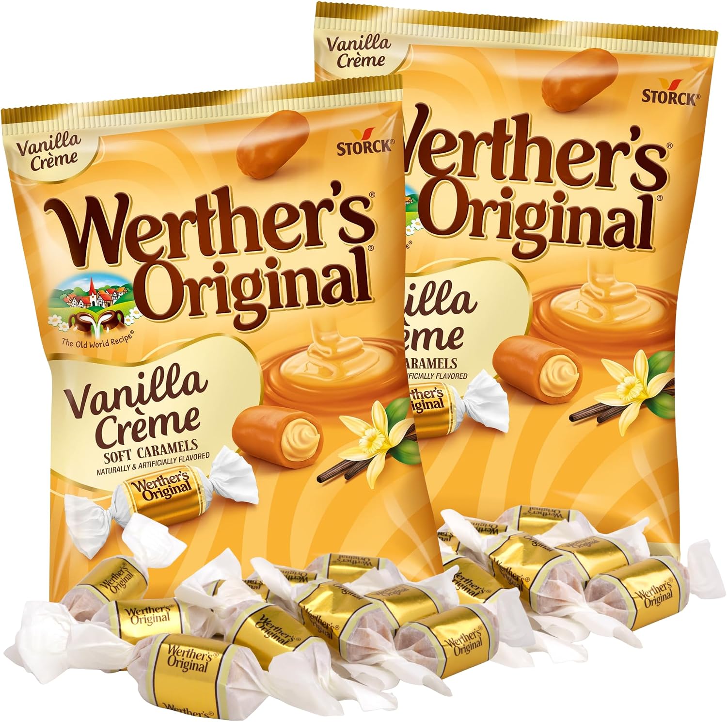 Werther's Original Vanilla Creme Soft Caramels front view imported pack of 2