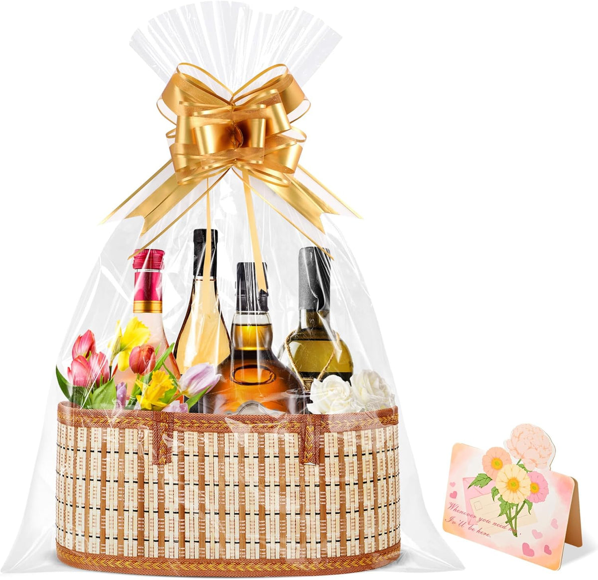 Orchidleaf woven bamboo gift basket empty set front view for festive hampers
