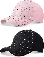 Loopeer 2 Pcs Adjustable Breathable Rhinestone Baseball Cap for Women Men Sequins Casual Sports Cap Rhinestone Hat - Image 9