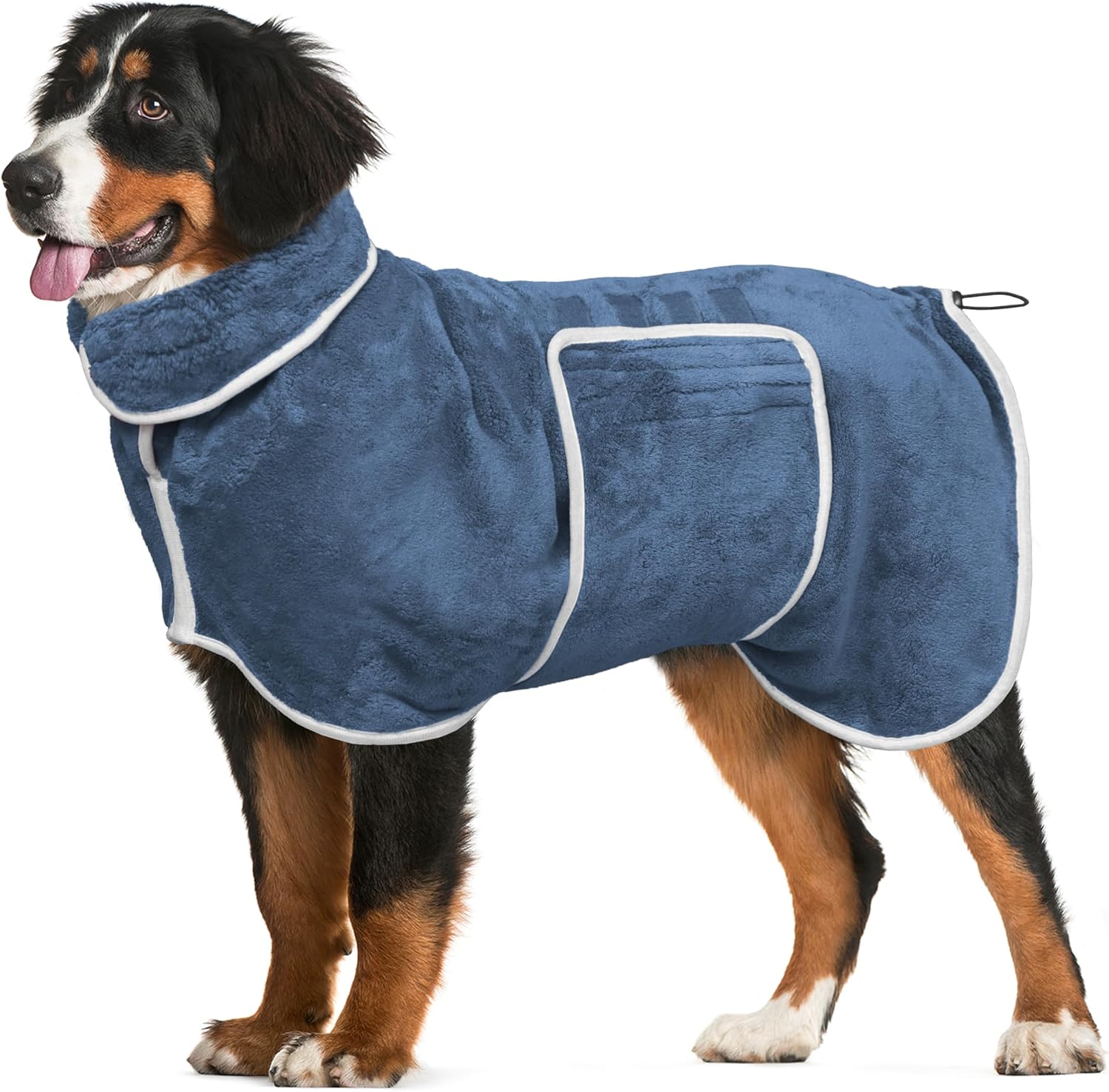HhiMyOct dog bathrobe towel drying coat front view blue large size