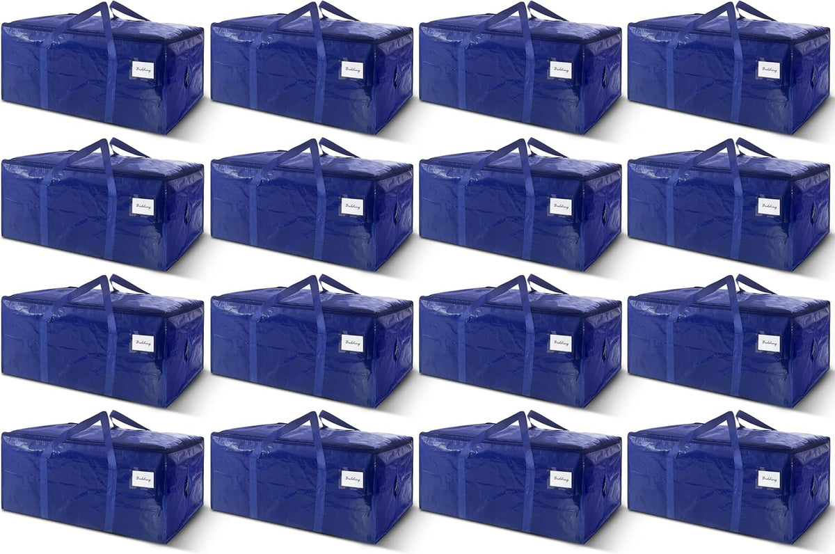 8 Pack Extra Heavy Duty Large Moving Bags with Strong Zipper & Carrying Handles, Sturdy Clothes Storage Bags Totes Bins, Packing Bag Move Boxes College Moving Supplies, Dark Blue - 24 gal - Image 10