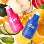Close up of the ingredient labels on the imported Bliss face serum kit packaging