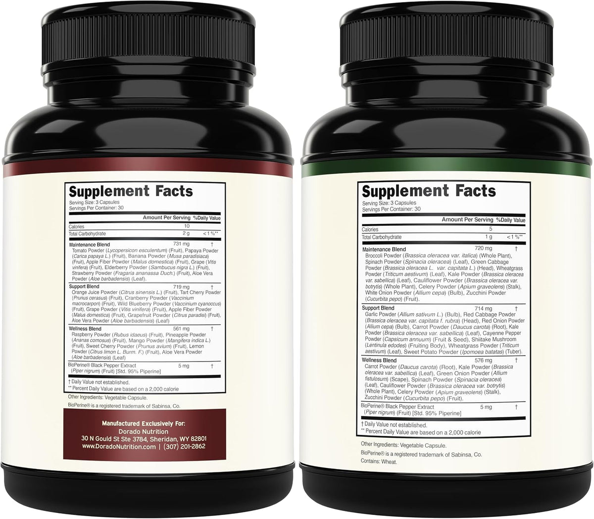 Dorado Nutrition 180 capsules superfood supplement bottle
