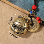 Mansiyuyee brass fortune cat keyring angled perspective