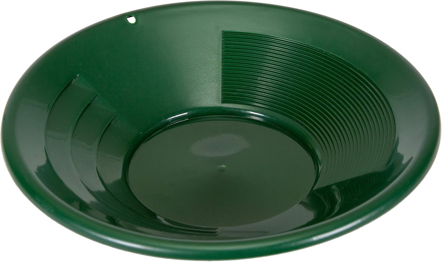 Stansport Deluxe gold pan front view showing green plastic design