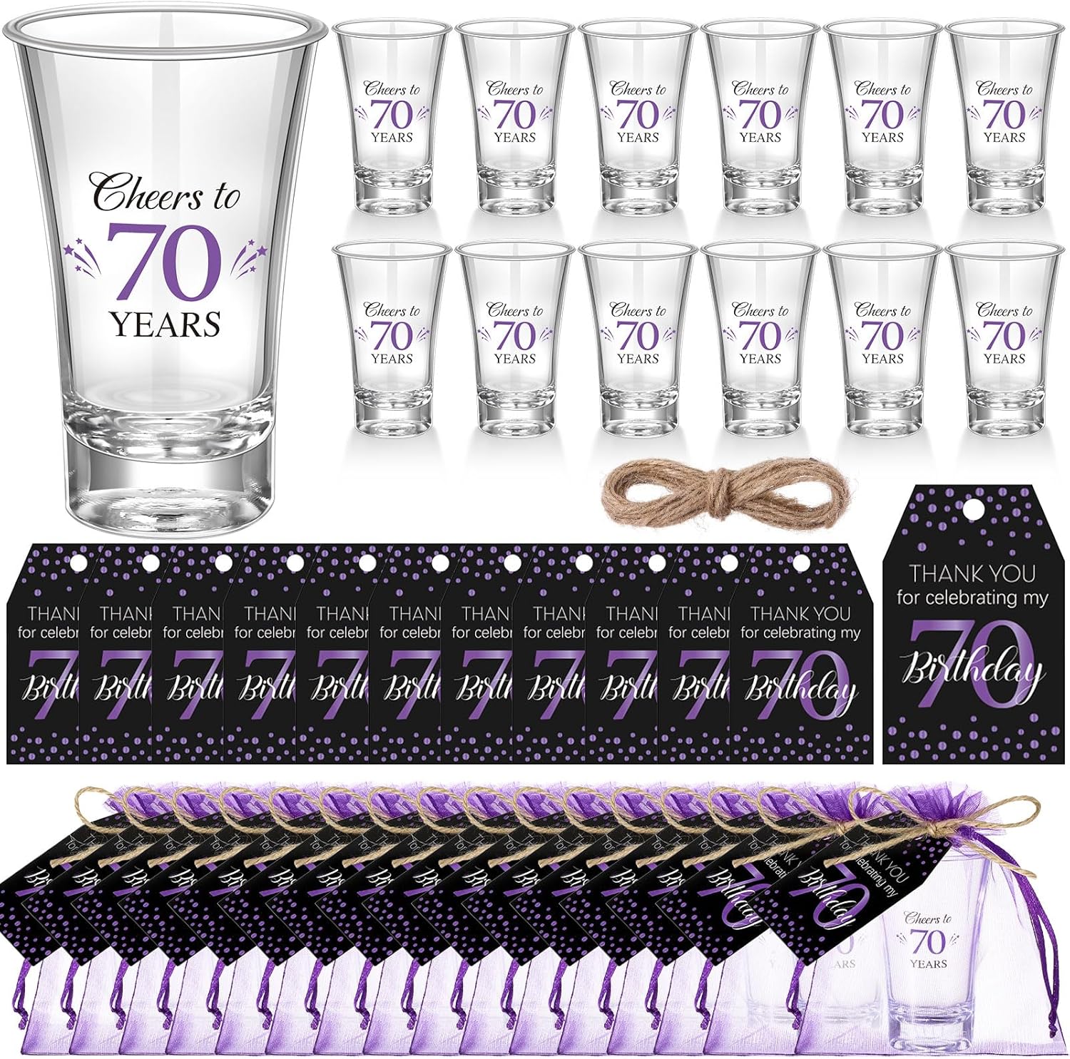 Pickmesh 50 sets black purple birthday party favors front view for guest souvenirs.