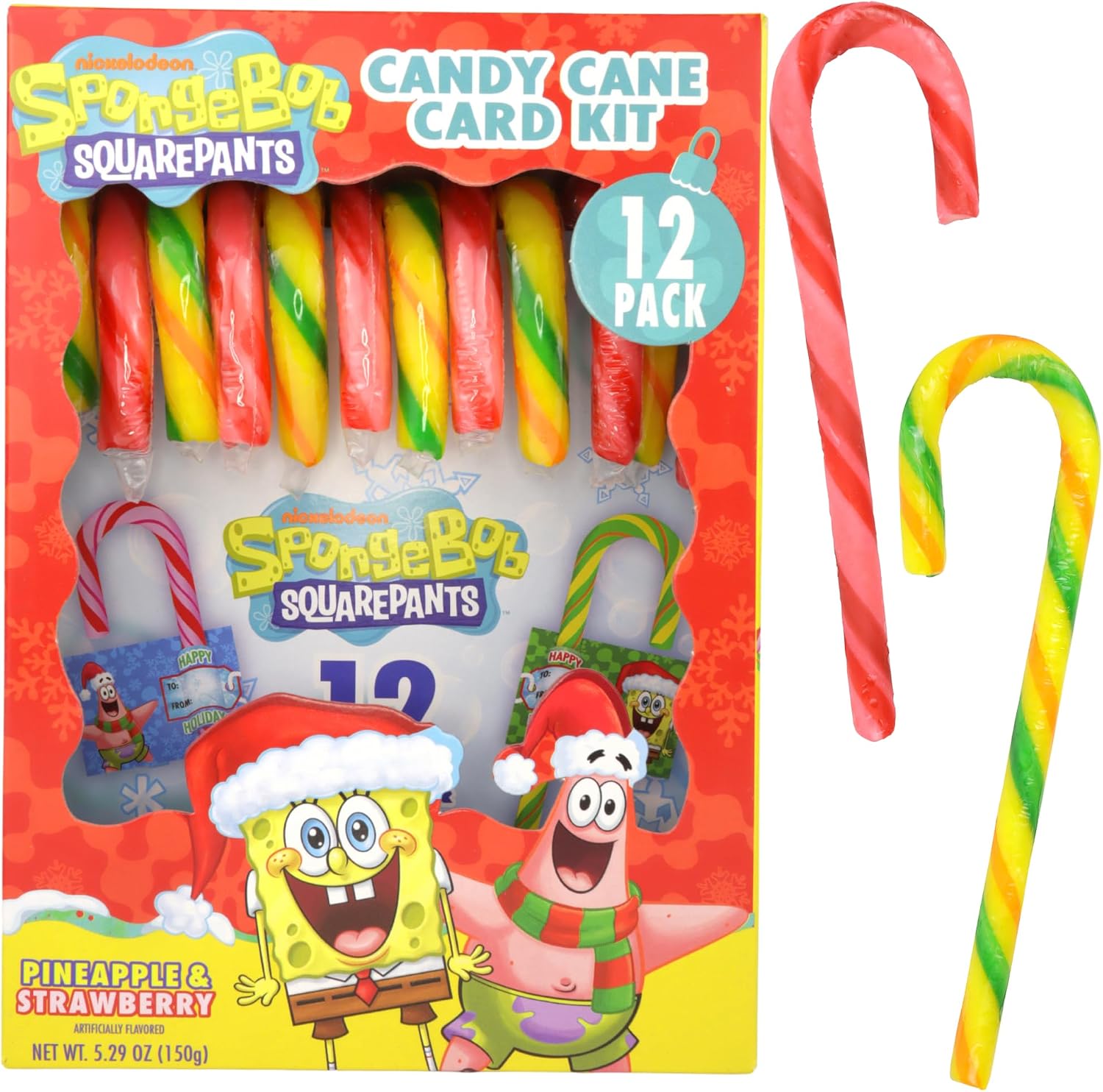 SpongeBob SquarePants Candy Canes front view of the festive exchange kit box.