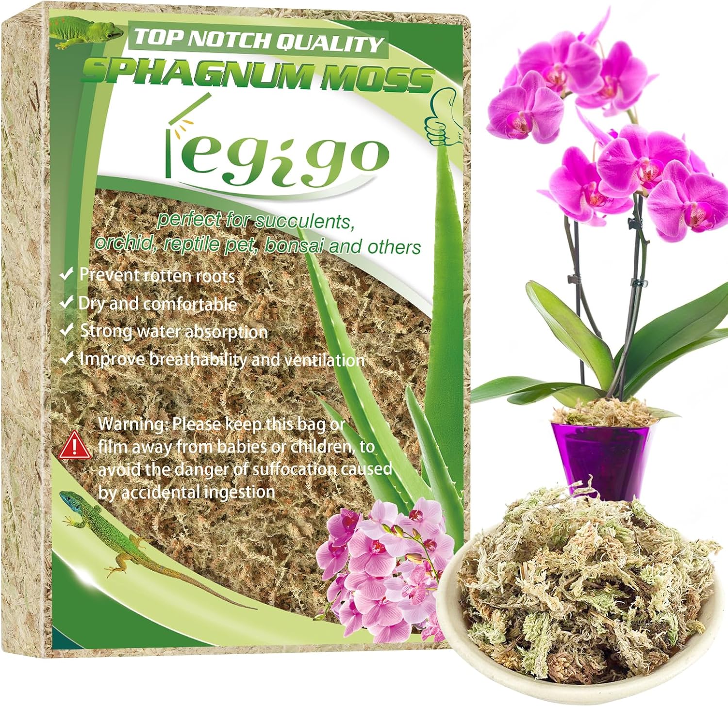 Legigo sphagnum moss front view packaging