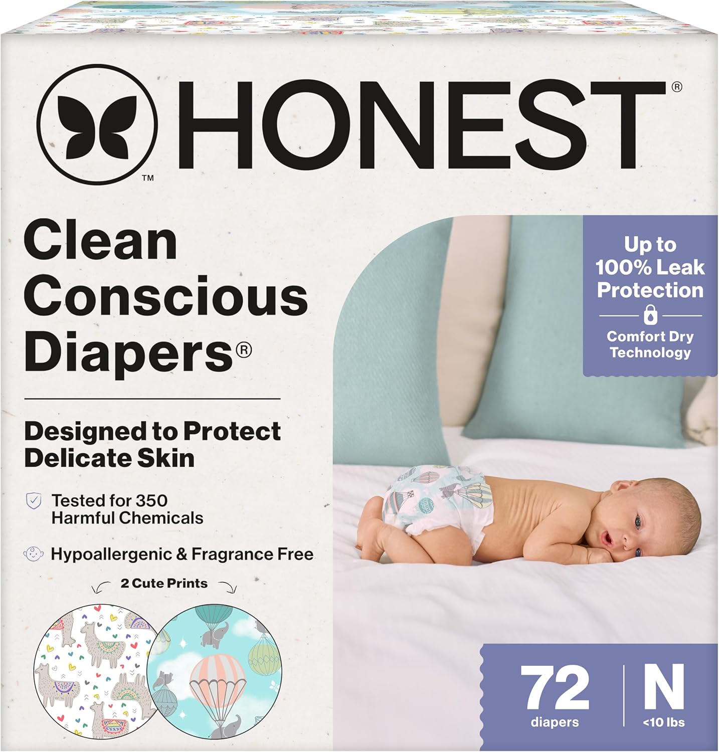 The Honest Company Comfort Dry Newborn Diapers front view club box