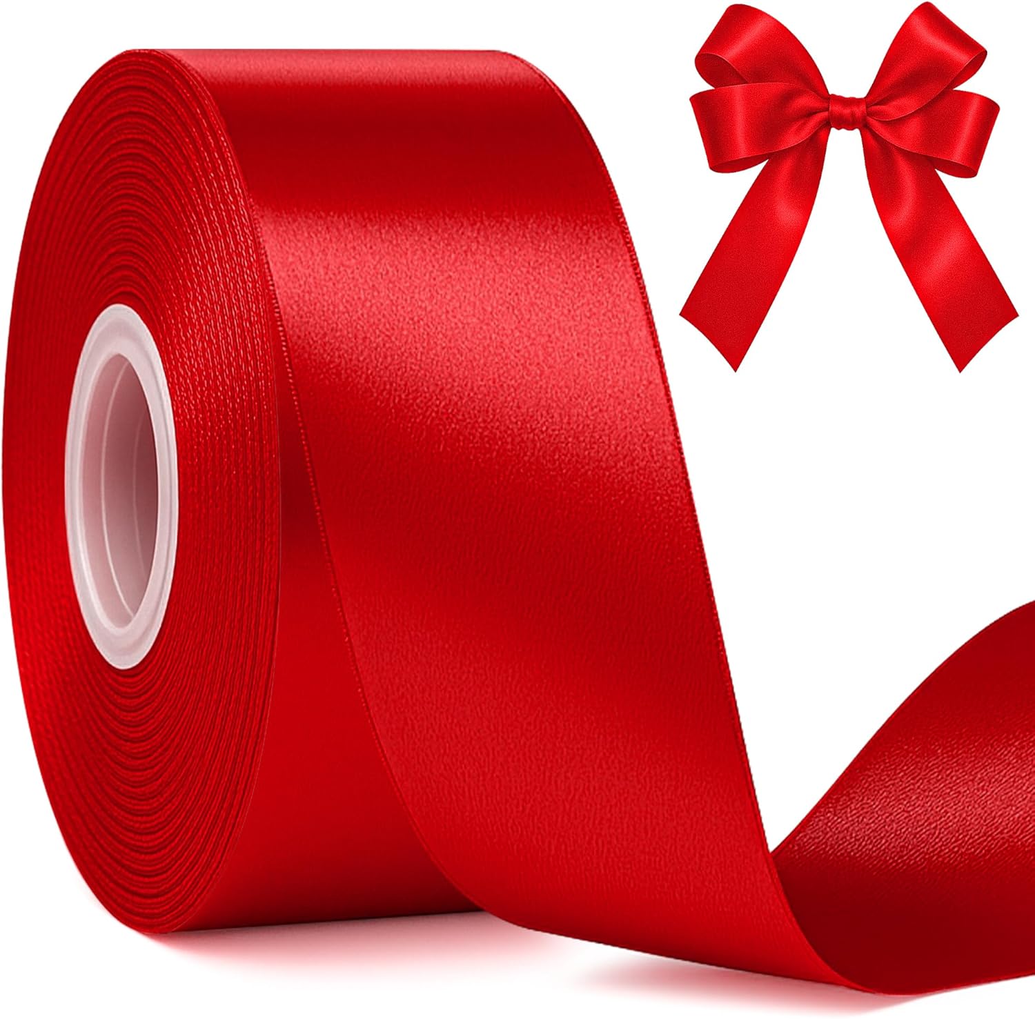 Fullive Red Satin Ribbon 30 yards roll front view